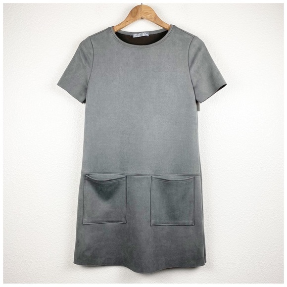 NWT ILTM Ariana Faux Suede Dress in Gray Size XS - Picture 3 of 11